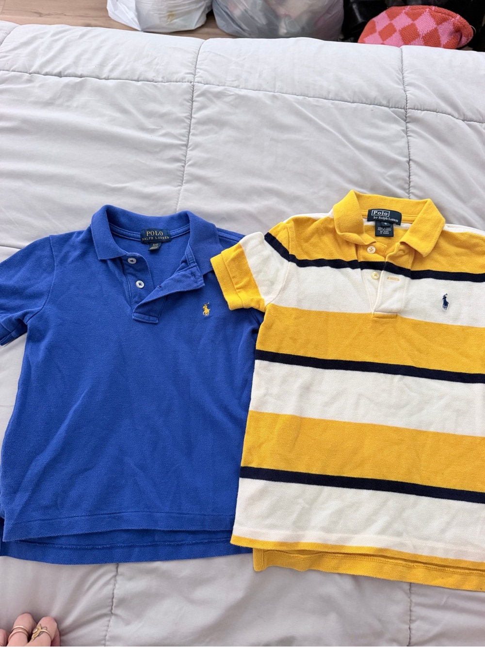 (2) Polo by Ralph Lauren Kids' Blue Polo Shirt and Yellow Stripe Polo bundle